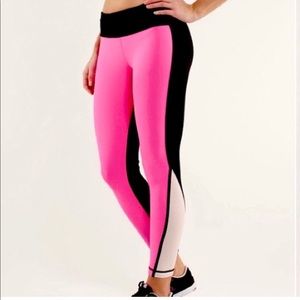 Lululemon Run Pace Tight Leggings Color Pink & Black $ White Size 6